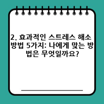 스트레스 해소 완벽 가이드: 효과적인 방법과 나에게 맞는 전략 찾기