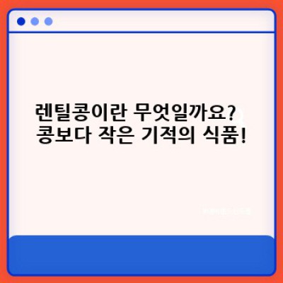 렌틸콩의 효능: 건강한 삶을 위한 작은 영양 폭탄!  궁금증 해소 완벽 가이드