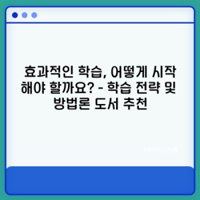 나만의 학습법을 찾아가는 여정: 학습 관련 추천 도서 BEST 10 & 효과적인 학습 전략